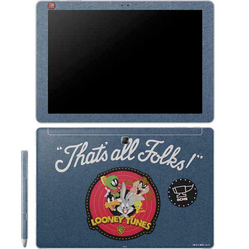 Looney Tunes Thats All Folks Patch Galaxy Book 12in Skin